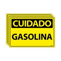 Combo 3 Placas De Sinalização Cuidado Gasolina 30x20 Ecom IA - SC23 F9e