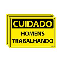 Combo 3 Placas De Sinalização Cuidado Homens Trabalhando 30x20 Ecom IA - SC27 F9e