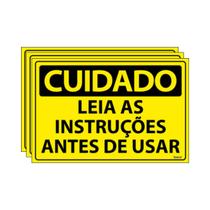 Combo 3 Placas De Sinalização Cuidado Leia As Instruções Antes De Usar 30x20 Ecom IA - SC83 F9e