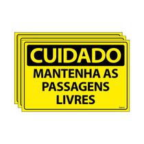 Combo 3 Placas De Sinalização Cuidado Mantenha As Passagens Livres 30x20 Ecom IA - SC29 F9e