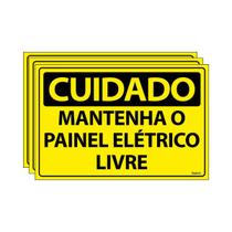 Combo 3 Placas De Sinalização Cuidado Mantenha O Painel Elétrico Livre 30x20 Ecom IA - SC44 F9e