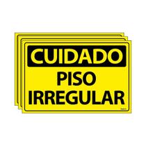 Combo 3 Placas De Sinalização Cuidado Piso Irregular 30x20 Ecom IA - SC18 F9e