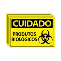 Combo 3 Placas De Sinalização Cuidado Produtos Biológicos 30x20 Ecom IA - SC93 F9e