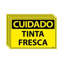 Combo 3 Placas De Sinalização Cuidado Tinta Fresca 30x20 Ecom IA - SC81 F9e