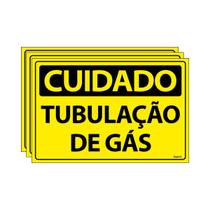 Combo 3 Placas De Sinalização Cuidado Tubulação De Gás 30x20 Ecom IA - SC24 F9e