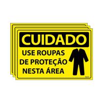 Combo 3 Placas De Sinalização Cuidado Use Roupas De Proteção Nesta Área 30x20 Ecom IA - SC31 F9e