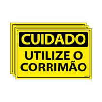 Combo 3 Placas De Sinalização Cuidado Utilize O Corrimão 30x20 Ecom IA - SC4 F9e