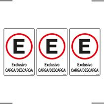 Combo 3 Placas De Sinalização Estacionamento Exclusivo Carga / Descarga 20x30 Ekomunike - P-1/1 F9e