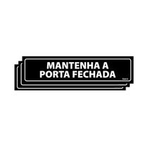 Combo 3 Placas De Sinalização Mantenha A Porta Fechada 30x7 Ecom IA - A-414 F9e