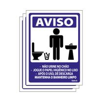 Combo 3 Placas De Sinalização Mantenha O Banheiro Limpo Masculino 15X20 Ecom IA - S-232 F9e