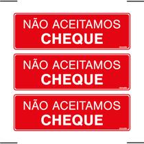 Combo 3 Placas De Sinalização Não Aceitamos Cheque 30x10 Ekomunike - P-32/1 F9e