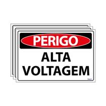 Combo 3 Placas De Sinalização Perigo Alta Voltagem 30x20 Ecom IA - SP7 F9e