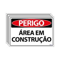Combo 3 Placas De Sinalização Perigo Área Em Construção 30x20 Ecom IA - SP42 F9e