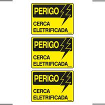 Combo 3 Placas De Sinalização Perigo Cerca Eletrificada 20x15 Ekomunike - S-219 F9e