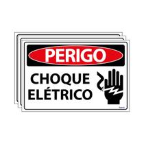 Combo 3 Placas De Sinalização Perigo Choque Elétrico 30x20 Ecom IA - SP3 F9e
