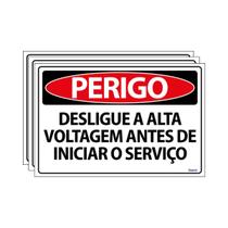 Combo 3 Placas De Sinalização Perigo Desligue A Alta Voltagem Antes De Iniciar O Serviço 30x20 Ecom IA - SP9 F9e Combo 3 Placas De Sinalização Perigo Desligue A Alta Voltagem Antes De Iniciar O Serviço 30x20 Ecom IA - SP9 F9e