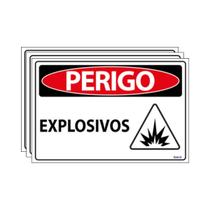 Combo 3 Placas De Sinalização Perigo Explosivos 30x20 Ecom IA - SP129 F9e