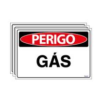 Combo 3 Placas De Sinalização Perigo Gás 30x20 Ecom IA - SP21 F9e