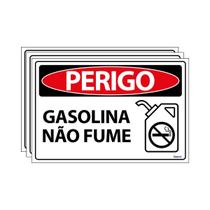 Combo 3 Placas De Sinalização Perigo Gasolina Não Fume 30x20 Ecom IA - SP17 F9e
