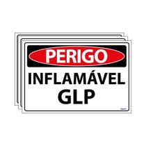 Combo 3 Placas De Sinalização Perigo Inflamável GLP 30x20 Ecom IA - SP75 F9e