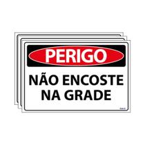 Combo 3 Placas De Sinalização Perigo Não Encoste Na Grade 30x20 Ecom IA - SP86 F9e