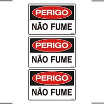 Combo 3 Placas De Sinalização Perigo Não Fume 30x20 Ekomunike - S-218 F9e