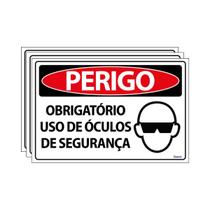 Combo 3 Placas De Sinalização Perigo Obrigatório Uso De Óculos De Segurança 30x20 Ecom IA - SP32 F9e Combo 3 Placas De Sinalização Perigo Obrigatório Uso De Óculos De Segurança 30x20 Ecom IA - SP32 F9e