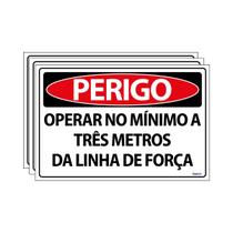Combo 3 Placas De Sinalização Perigo Operar No Mínimo A Três Metros Da Linha De Força 30x20 Ecom IA - SP48 F9e