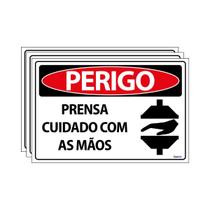 Combo 3 Placas De Sinalização Perigo Prensa Cuidado Com As Mãos 30x20 Ecom IA - SP61 F9e