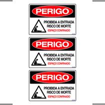 Combo 3 Placas De Sinalização Perigo Proibida A Entrada Risco De Morte Espaço Confinado 30x20 Ekomunike - S-235/2 F9e