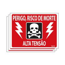 Combo 3 Placas De Sinalização Perigo Risco De Morte Alta Tensão 20X15 Ecom IA - S-222 F9e Combo 3 Placas De Sinalização Perigo Risco De Morte Alta Tensão 20X15 Ecom IA - S-222 F9e