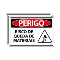 Combo 3 Placas De Sinalização Perigo Risco De Queda De Materiais 30x20 Ecom IA - SP76 F9e