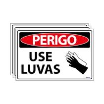 Combo 3 Placas De Sinalização Perigo Use Luvas 30x20 Ecom IA - SP33 F9e