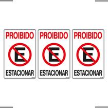 Combo 3 Placas De Sinalização Proibido Estacionar 20x30 Ekomunike - P-1 F9e