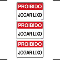 Combo 3 Placas De Sinalização Proibido Jogar Lixo 30x20 Ekomunike - P-10 F9e