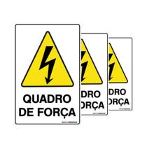 Combo 3 Placas De Sinalização Quadro De Força 20x30 Qi Comunicação - S-217/1 Q1a