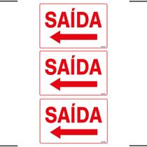 Combo 3 Placas De Sinalização Saída Com Seta Para Esquerda 30x20 Ekomunike - S-212 F9e Combo 3 Placas De Sinalização Saída Com Seta Para Esquerda 30x20 Ekomunike - S-212 F9e