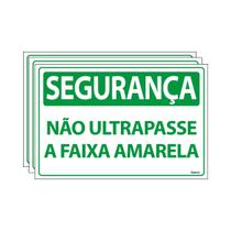 Combo 3 Placas De Sinalização Segurança Não Ultrapasse A Faixa Amarela 30x20 Ecom IA - SS5 F9e