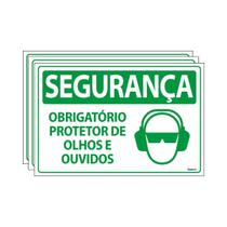 Combo 3 Placas De Sinalização Segurança Obrigatório Protetor De Olhos E Ouvidos 30x20 Ecom IA - SS20 F9e Combo 3 Placas De Sinalização Segurança Obrigatório Protetor De Olhos E Ouvidos 30x20 Ecom IA - SS20 F9e