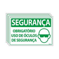 Combo 3 Placas De Sinalização Segurança Obrigatório Uso De Óculos De Segurança 30x20 Ecom IA - SS13 F9e