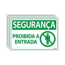 Combo 3 Placas De Sinalização Segurança Proibida A Entrada 30x20 Ecom IA - SS24 F9e