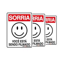 Combo 3 Placas De Sinalização Sorria Você Está Sendo Filmado 15x20 Qi Comunicação - P-26 Q1a Combo 3 Placas De Sinalização Sorria Você Está Sendo Filmado 15x20 Qi Comunicação - P-26 Q1a