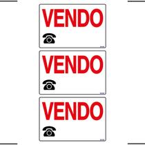 Combo 3 Placas De Sinalização Vendo 30x20 Ekomunike - P-13 F9e Combo 3 Placas De Sinalização Vendo 30x20 Ekomunike - P-13 F9e