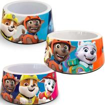 Combo 3 Potes Comedouro ou Bebedouro para cães Paw Patrol Patrulha Canina Chalesco: Azul, Rosa e Laranja
