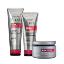 Combo 3 produtos Glow Expert Siàge Eudora Shampoo Condicionador Máscara Capilar Etapa Hidratação