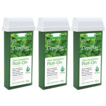 Combo 3 refil cera roll on hortelã 100g depilação depilflax