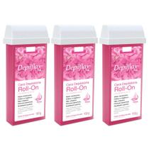 Combo 3 refil cera roll on rosa 100g depilação depilflax Combo 3 refil cera roll on rosa 100g depilação depilflax