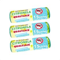 Combo 3 Saco De Lixo Pia e Banheiro com Aroma Citronela 60 Un - 15L