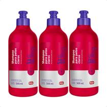 Combo 3 Shampoo Ibasa Pelo Amor pelos Claros para Cães e Gatos - 500ml