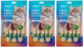 Combo 3 Snack Adoleta Miau Miau Sabor Sardinha 5 X 15 Gr